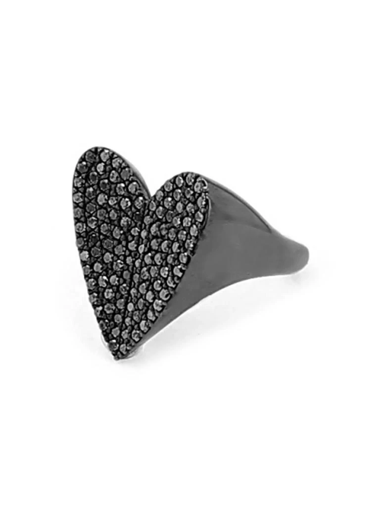 商品Sheryl Lowe|Black-Rhodium-Plated & 1.21 TCW Diamond Folded Heart Ring,价格¥11596,第2张图片详细描述