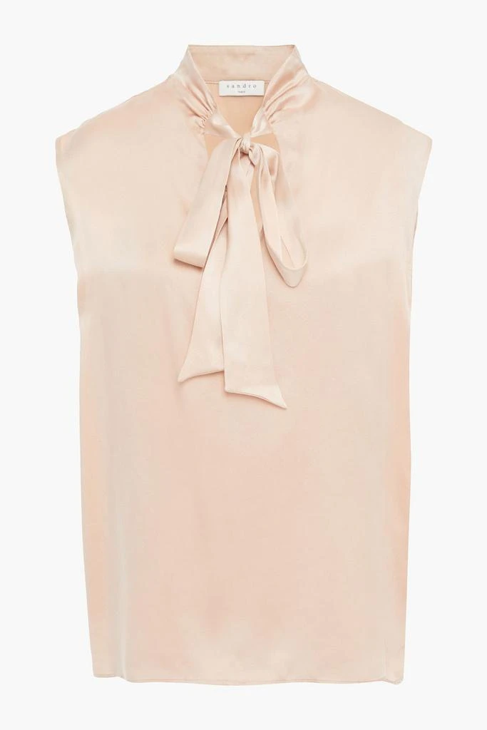 商品Sandro|Hash pussy-bow silk-satin blouse,价格¥555,第1张图片