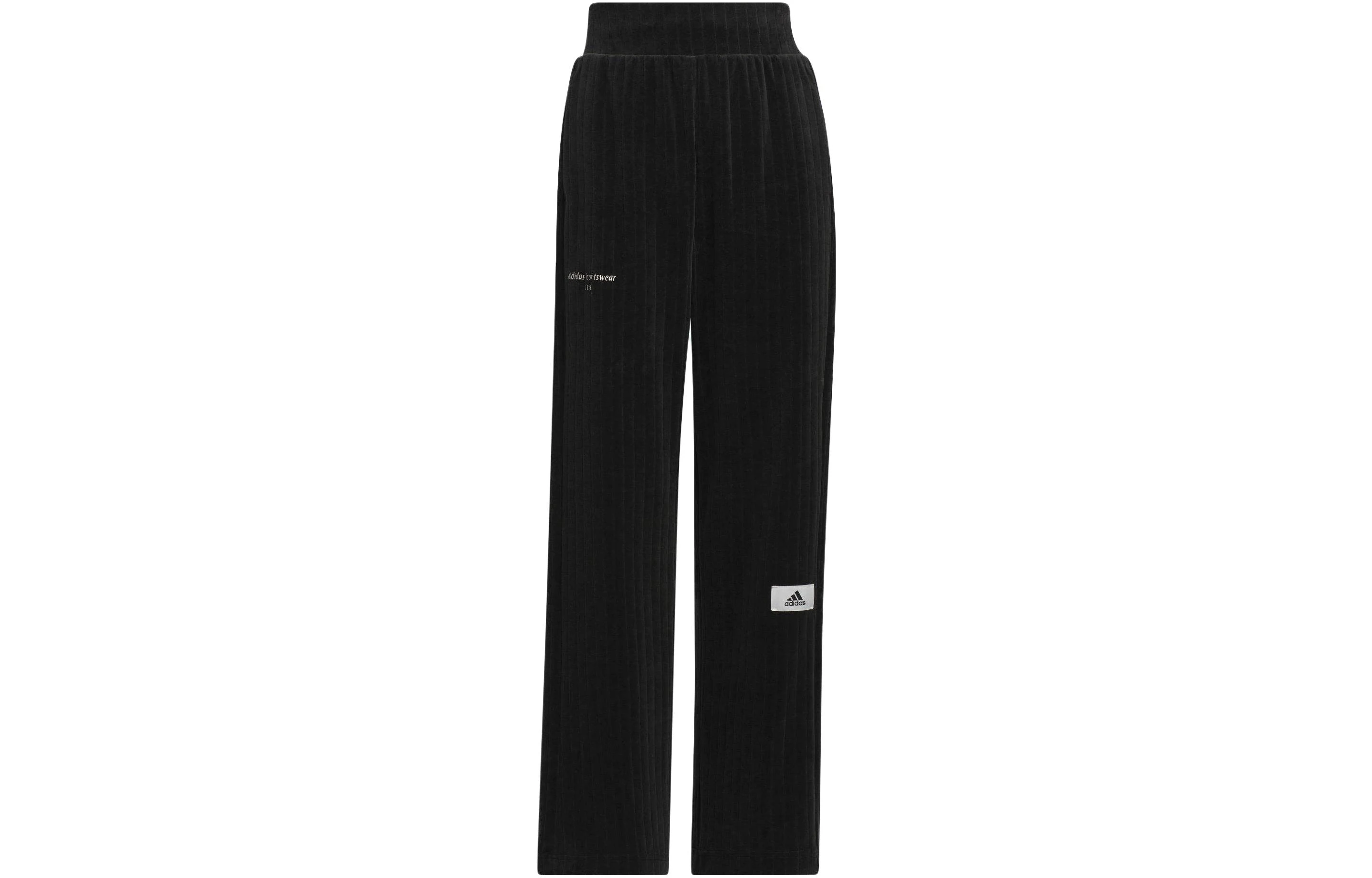 商品[国内直发] Adidas|[预售3天]adidas 纯色Logo标识直筒针织运动裤 女款 黑色,价格¥268,第1张图片