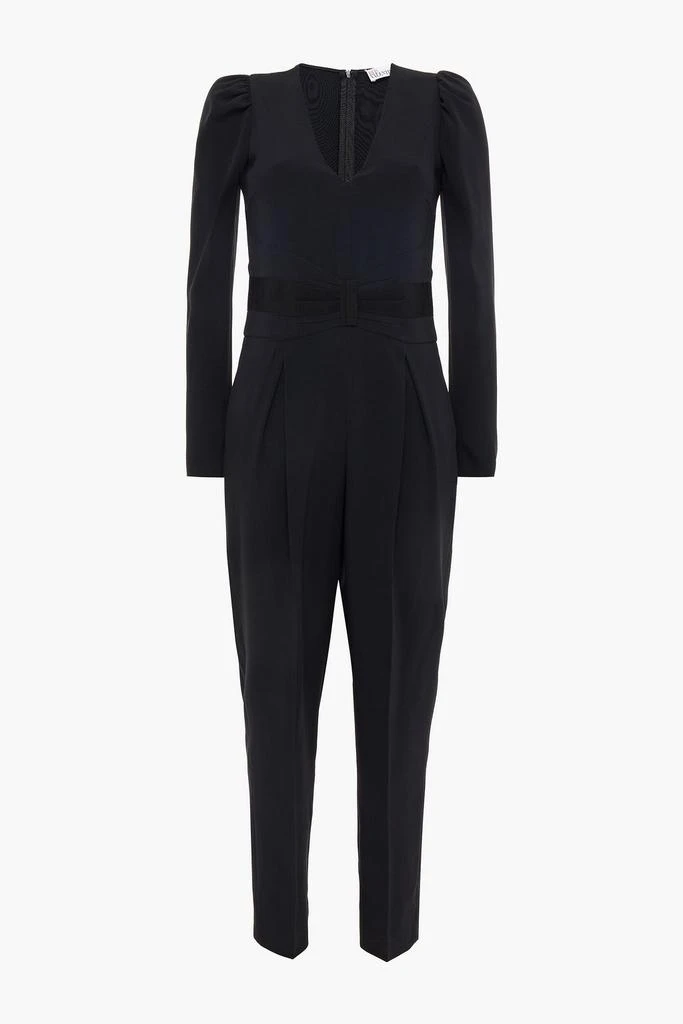 商品RED Valentino|Grosgrain-trimmed pleated crepe jumpsuit,价格¥2156,第1张图片