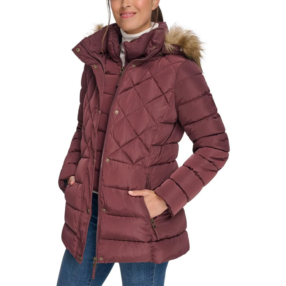 商品Tommy Hilfiger|Women's Bibbed Faux-Fur-Trim Hooded Puffer Coat, Created for Macy's,价格¥967,第3张图片详细描述
