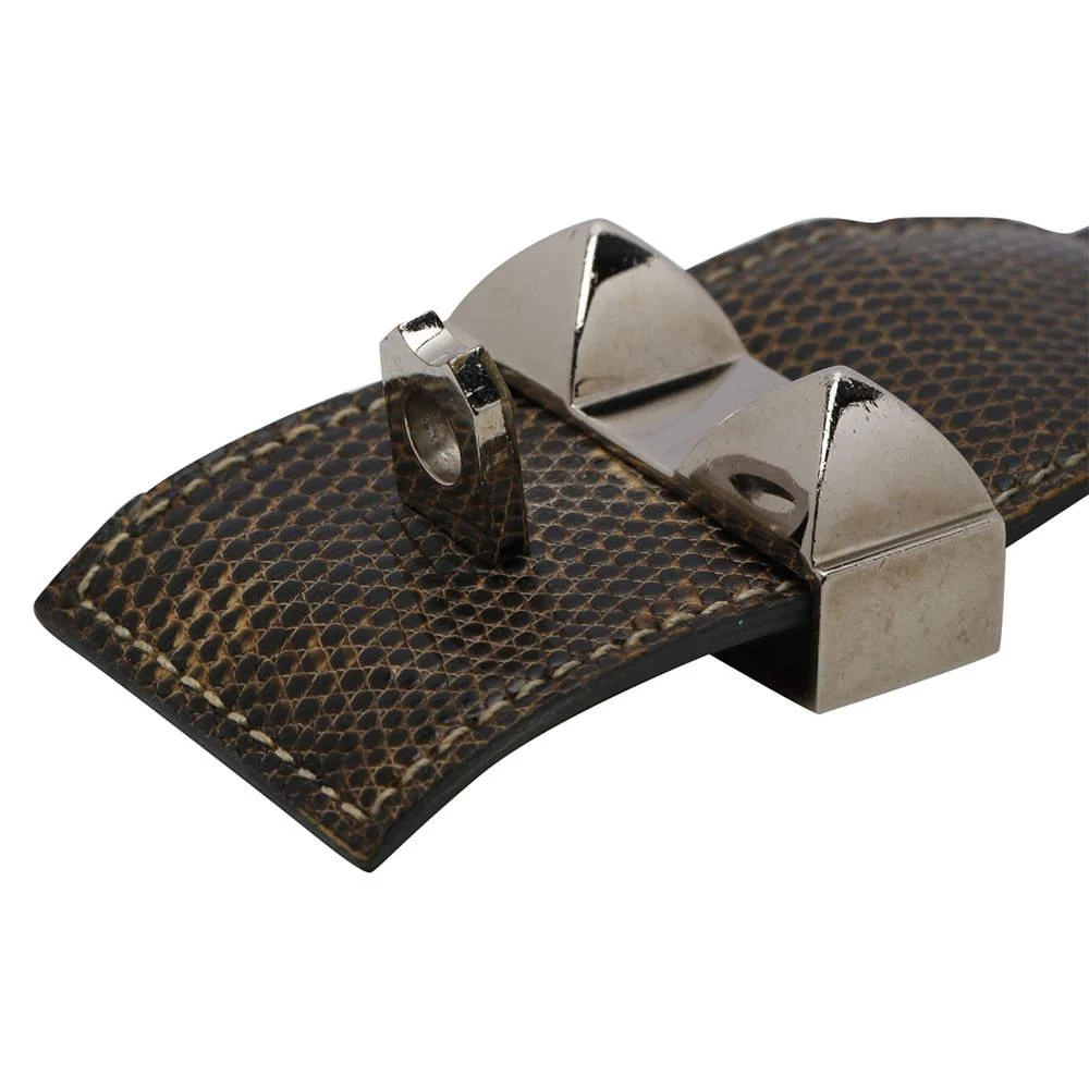 Hermes Brown Leather Lizard Collier de Chien Wide Bracelet 商品