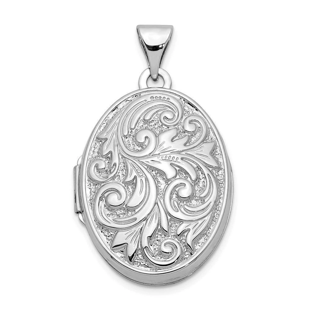 商品Diamond2Deal|10k White Gold Polished Reversible Love You Always Oval Locket Pendant,价格¥2312,第1张图片