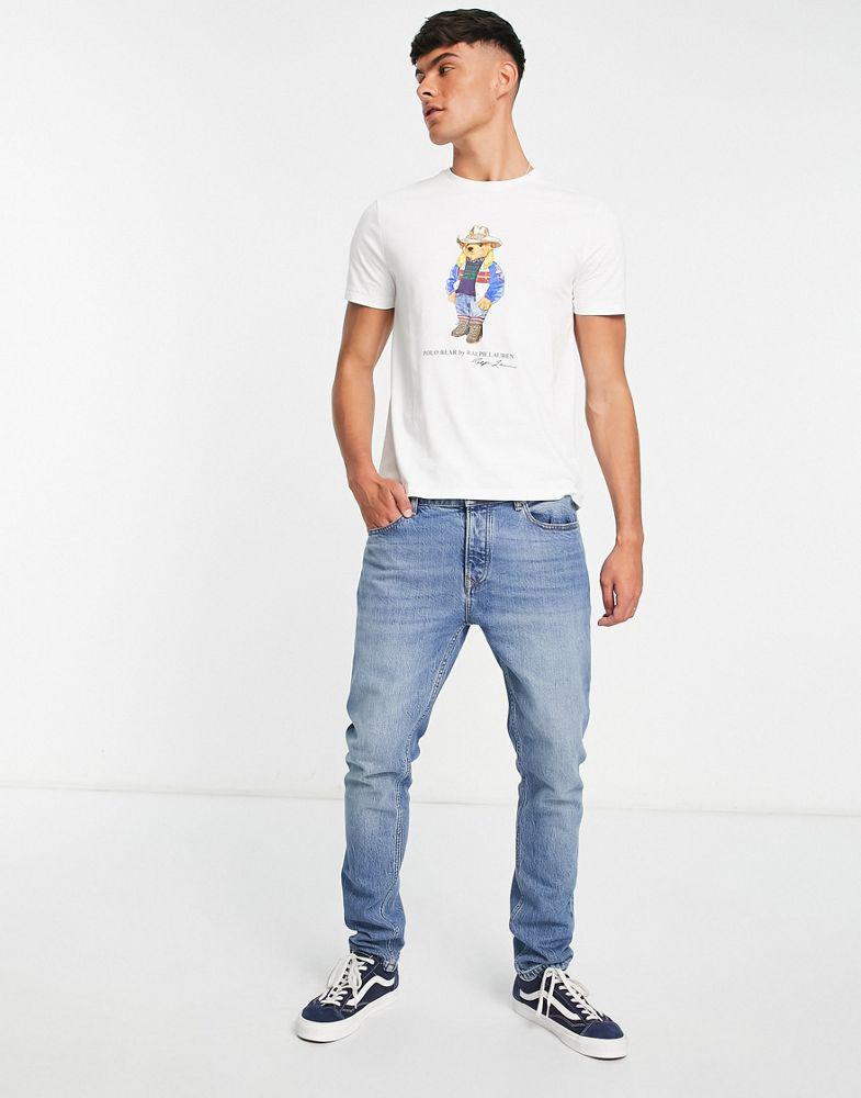 Polo Ralph Lauren sun valley bear print t-shirt custom fit in white商品第4张图片规格展示