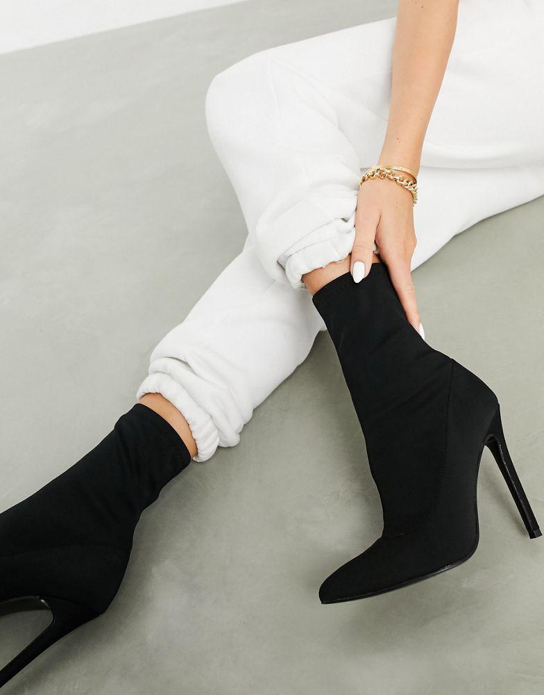 ASOS DESIGN Esmerelda high heeled sock boots in black商品第4张图片规格展示