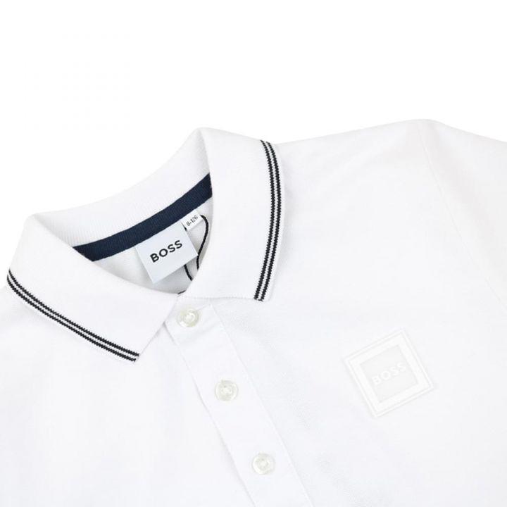 White Short Sleeve Logo Polo Shirt商品第2张图片规格展示