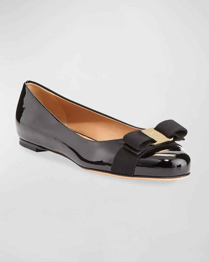 商品Salvatore Ferragamo|Varina Patent Leather Bow Ballerina Flats,价格¥5856,第2张图片详细描述