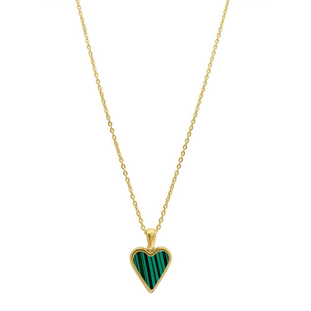 Women's Green Heart Adjustable Gold-Tone Pendant Necklace商品第1张图片规格展示