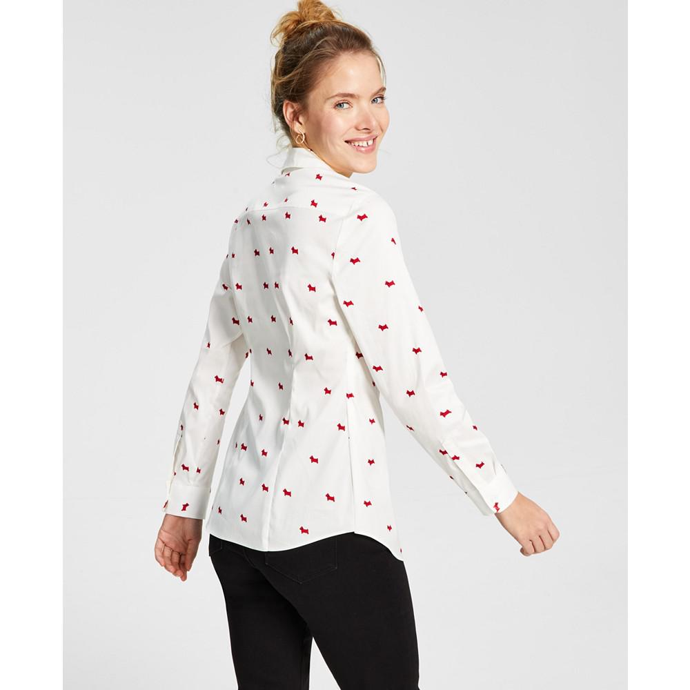 Women's Dog-Print Embellished-Collar Shirt, Created for Macy's商品第2张图片规格展示