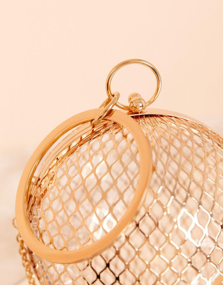 ASOS DESIGN cage sphere clutch bag in gold商品第3张图片规格展示