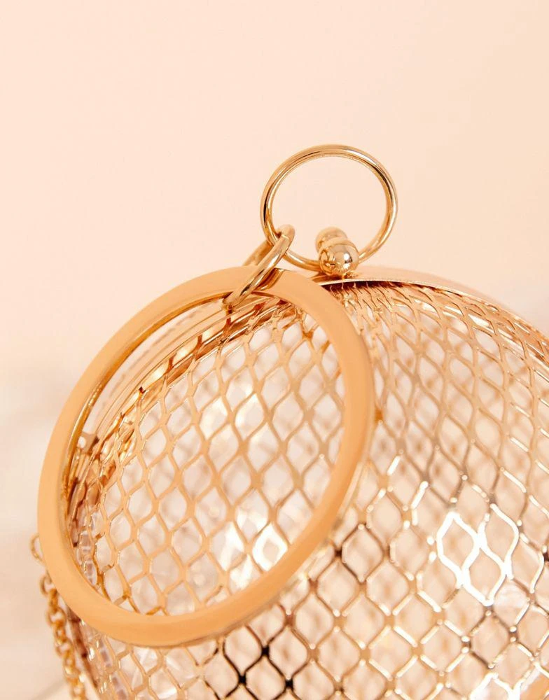 商品ASOS|ASOS DESIGN cage sphere clutch bag in gold,价格¥298,第3张图片详细描述