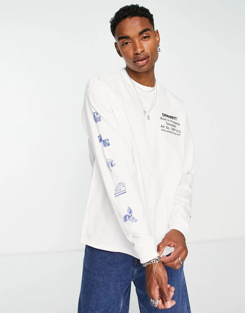 商品Carhartt WIP|Carhartt WIP linograph long sleeve top in white,价格¥594,第2张图片详细描述