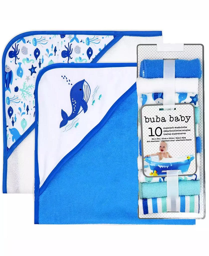 商品buba baby|Boys and Girls 2 Pack Embroidered Hooded Bath Towel and Wash Cloth Set,价格¥264,第3张图片详细描述