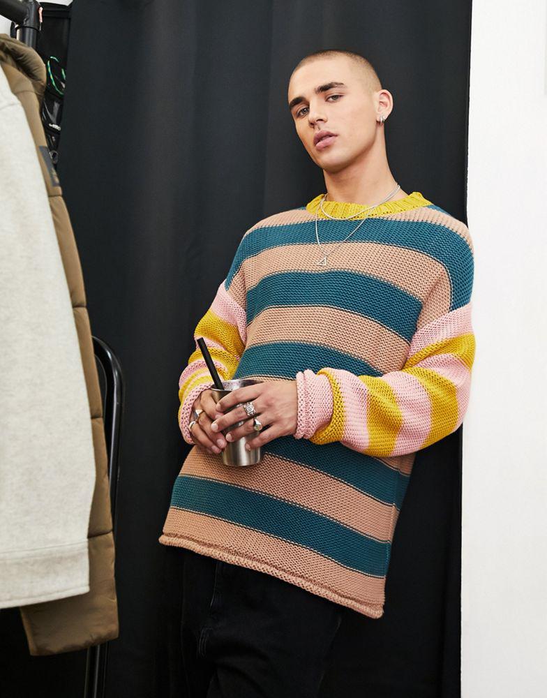 ASOS DESIGN oversized knitted jumper in stripe商品第1张图片规格展示