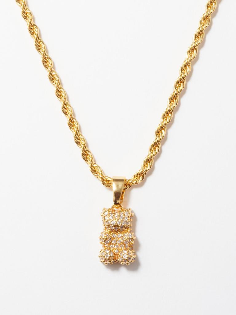 Nostalgia Bear crystal & 18kt gold-plated necklace商品第1张图片规格展示