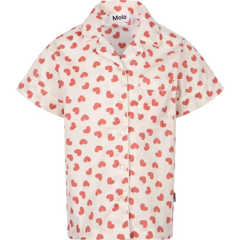 商品MOLO|Hearts all over pajama set in white and pink,价格¥584,第2张图片详细描述