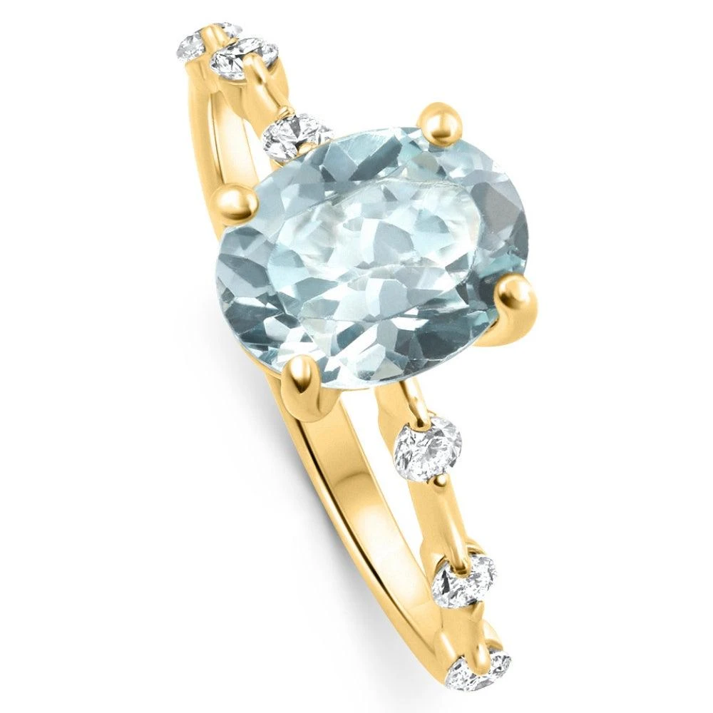 商品Pompeii3|2 1/4Ct Oval Blue Topaz Diamond Ring White or Yellow Gold Lab Grown,价格¥3972,第2张图片详细描述