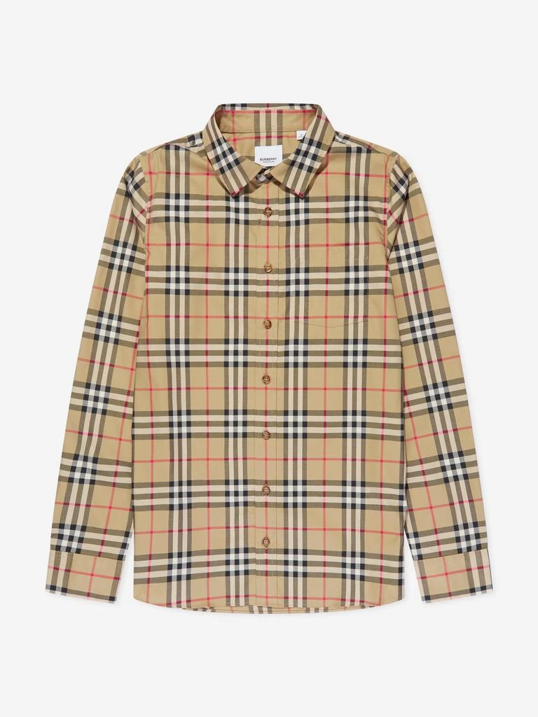 商品Burberry|Boys Owen Long Sleeve Check Shirt in Beige,价格¥1757,第1张图片