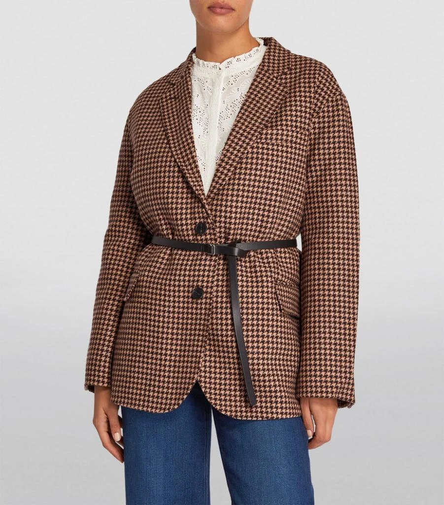 商品Maje|Houndstooth Belted Blazer,价格¥5592,第3张图片详细描述