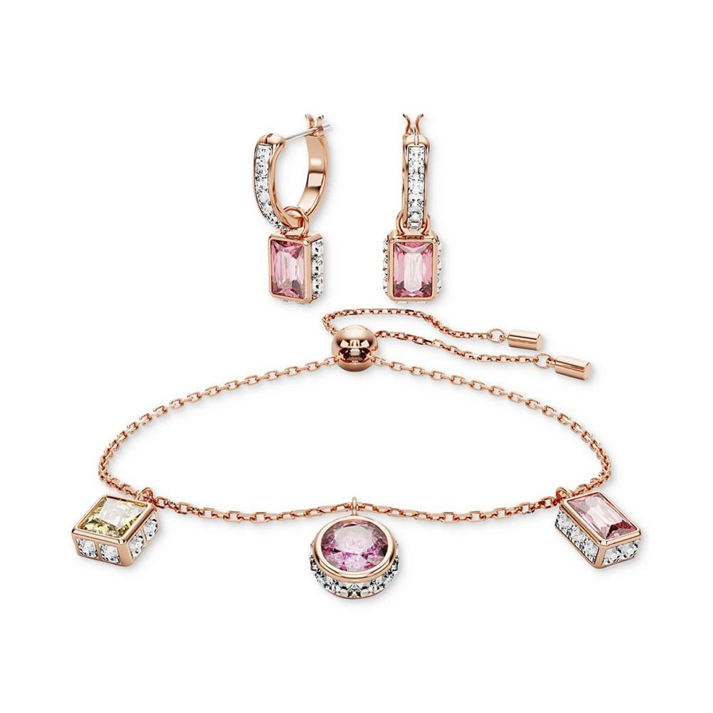 商品Swarovski|Rose Gold-Tone Mixed Crystal Charm Slider Bracelet & Hoop Earrings Set,价格¥1695,第1张图片