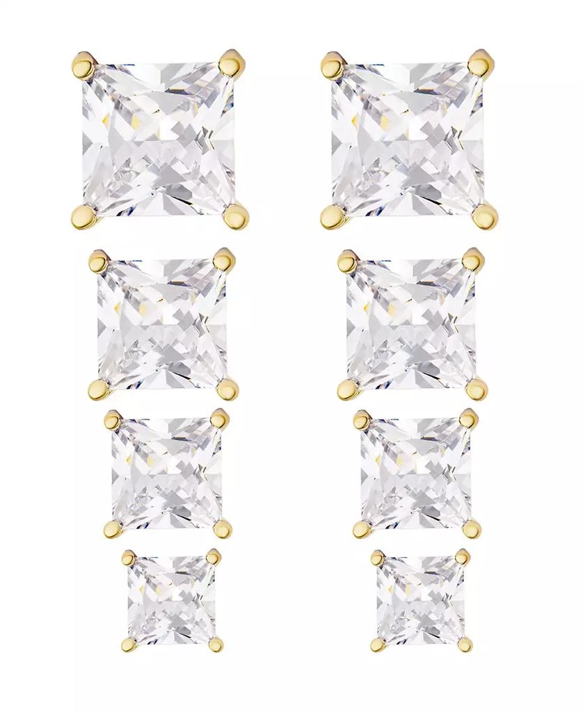 商品Macy's|Women's 14k Gold Plated Square Cubic Zirconia Stud Earrings Set, 8 Pieces,价格¥149,第1张图片