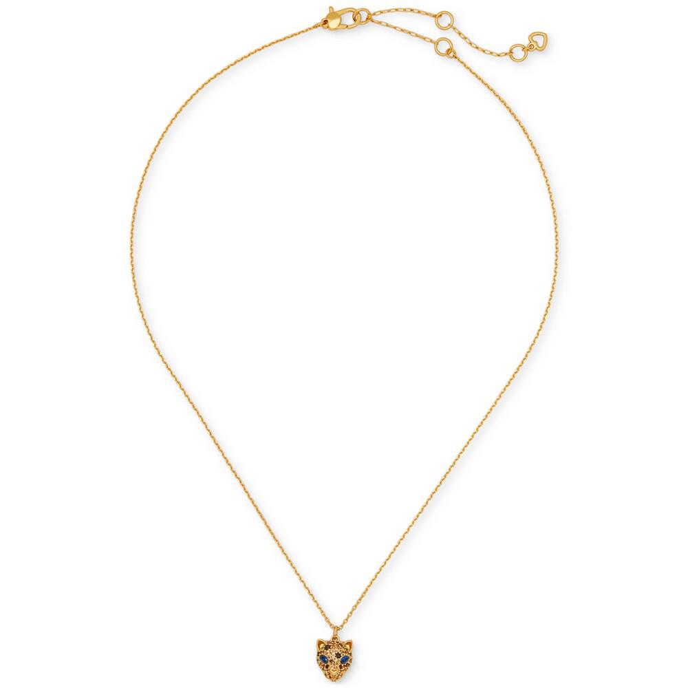 Gold-Tone Multicolor Crystal Leopard Mini Pendant Necklace, 16" + 3" extender商品第2张图片规格展示