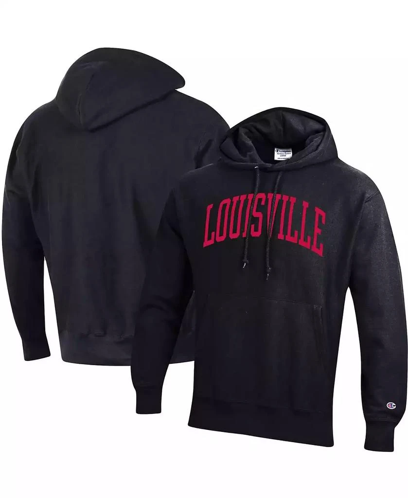 商品CHAMPION|Men's Black Louisville Cardinals Team Arch Reverse Weave Pullover Hoodie,价格¥471,第1张图片