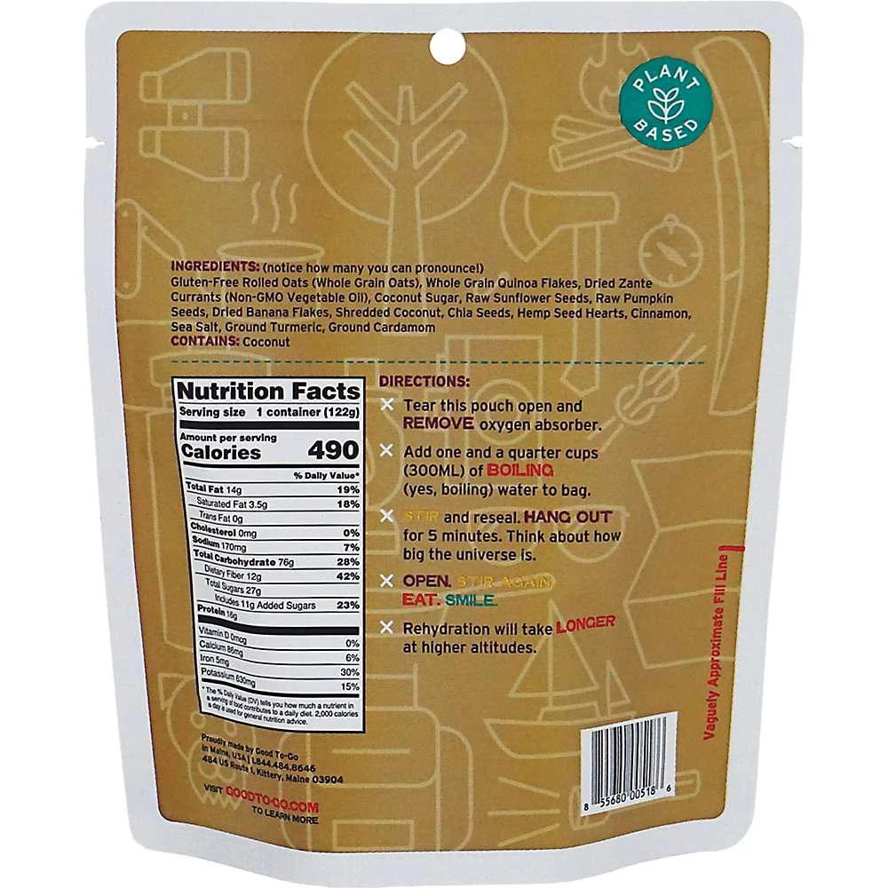 商品Good To-Go|Good To-Go Gluten Free Oatmeal - Single Serving,价格¥57,第2张图片详细描述