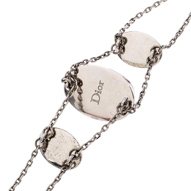 Dior Crystal Silver Tone Chain Link Station Bracelet商品第6张图片规格展示