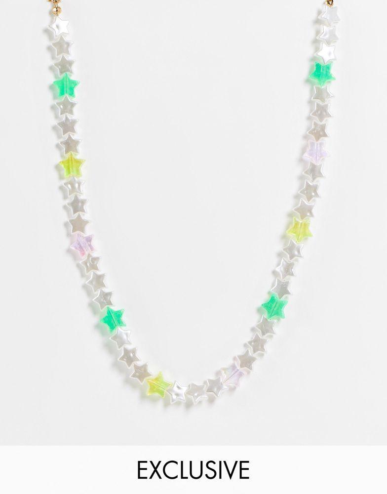 商品Reclaimed Vintage|Reclaimed vintage inspired unisex necklace with 90's iridescent star beads,价格¥85,第1张图片