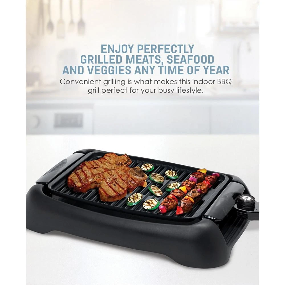 商品Elite Gourmet|Elite Cuisine 13 inch Smokeless Indoor Electric BBQ Nonstick Grill, Dishwasher Safe,价格¥307,第3张图片详细描述