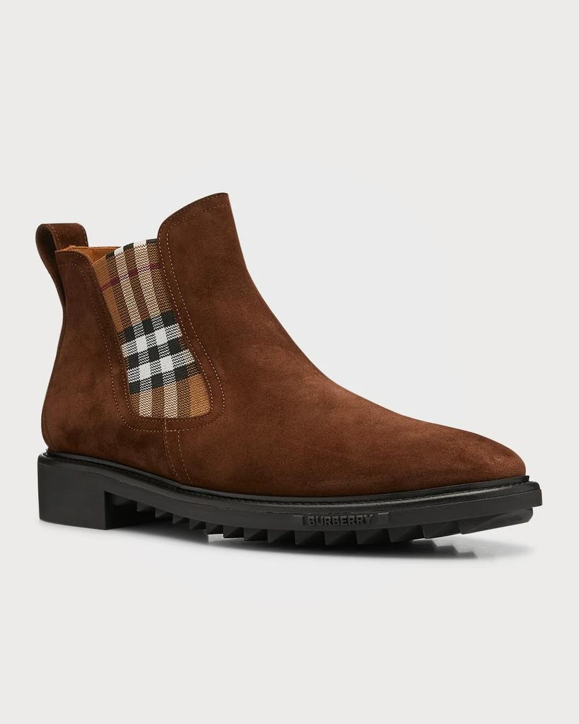 商品Burberry|Men's Vintage Check Panel Suede Chelsea Boots,价格¥3199,第3张图片详细描述