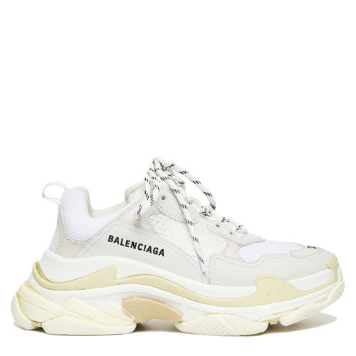 商品Balenciaga|Balenciaga/巴黎世家 2021年新款 Triple S系列 女士白色双重泡沫和网布运动鞋524036W2CA19000,价格¥6845,第1张图片