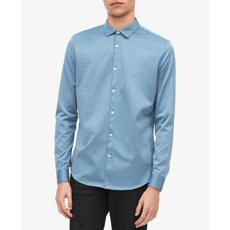 商品Calvin Klein|Men's Yarn-Dyed Dashed-Stripe Jacquard Shirt,价格¥199,第1张图片