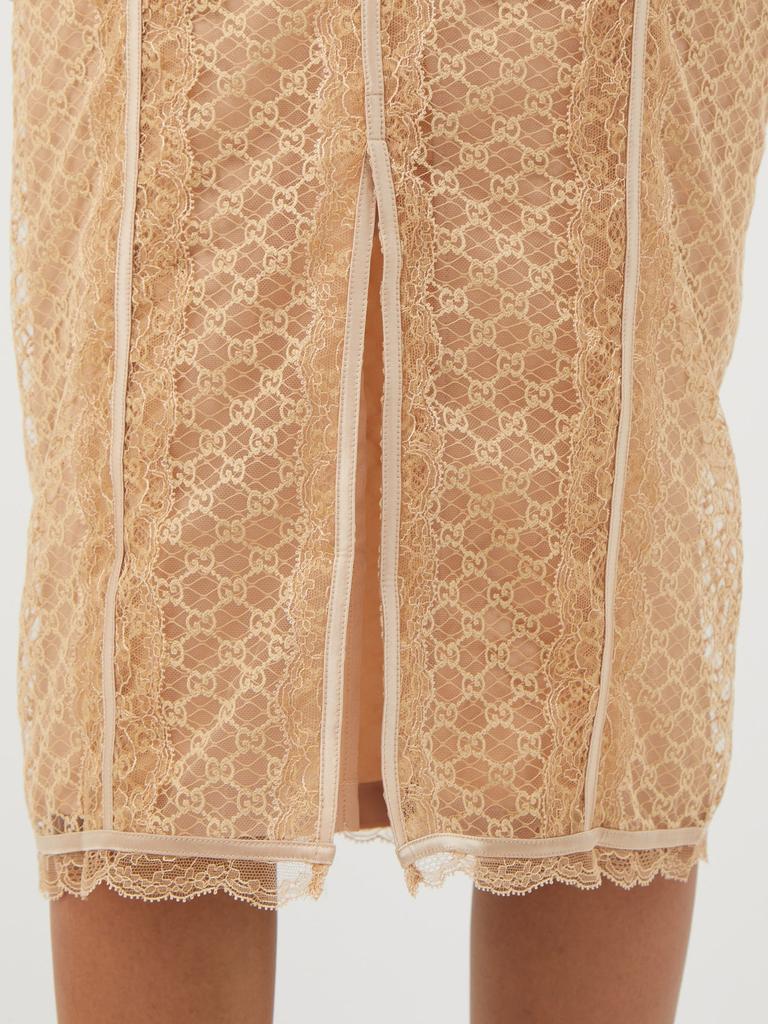 GG-embroidered lace midi skirt商品第4张图片规格展示