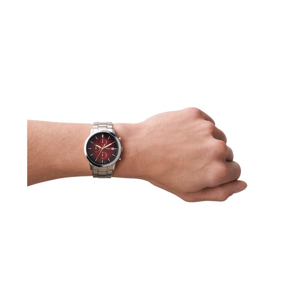 商品Fossil|Men's Neutra Silver-Tone Stainless Steel Bracelet Watch 44mm,价格¥653,第5张图片详细描述