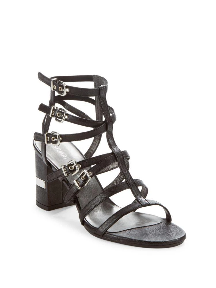 商品Stuart Weitzman|Chariot Leather Cage Sandals,价格¥786,第1张图片