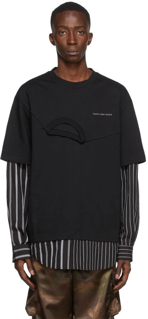 商品Feng Chen Wang|Black Shirting Paneled Sweatshirt,价格¥618,第1张图片
