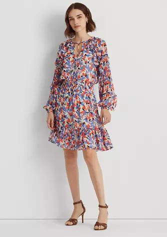 商品Ralph Lauren|Floral Crinkled Georgette Dress,价格¥343,第1张图片