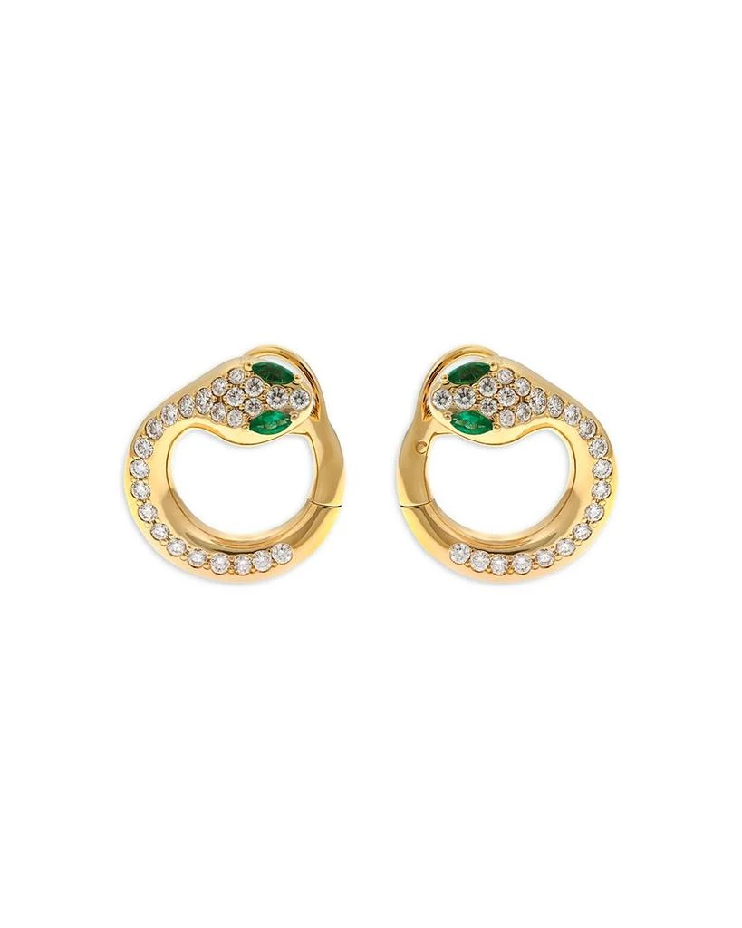 商品Crivelli|18K Yellow Gold Diamond & Emerald Serpent Hoop Earrings - Exclusive, Italy Campaign,价格¥68896,第1张图片