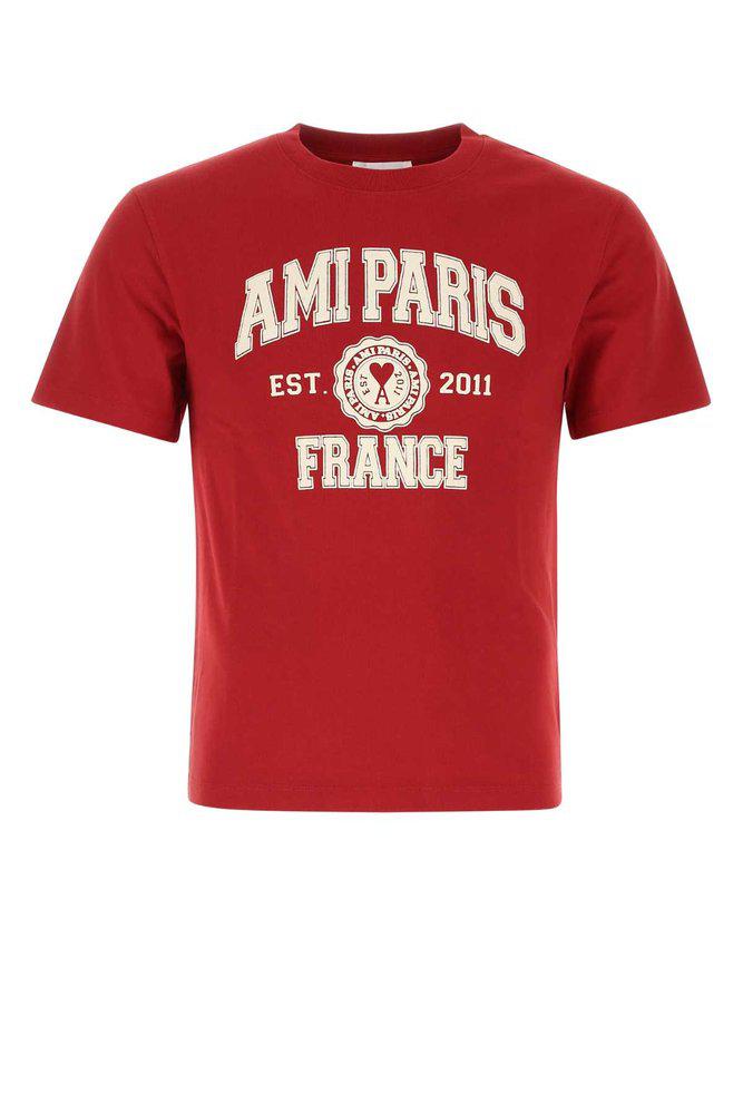 AMI Paris Logo Printed Crewneck T-Shirt商品第1张图片规格展示