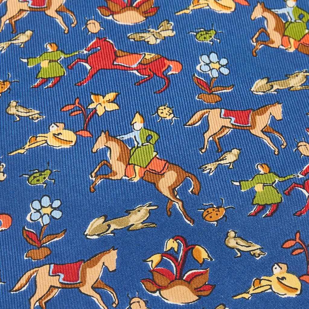 Salvatore Ferragamo Cobalt Blue Horse Print Silk Tie商品第2张图片规格展示