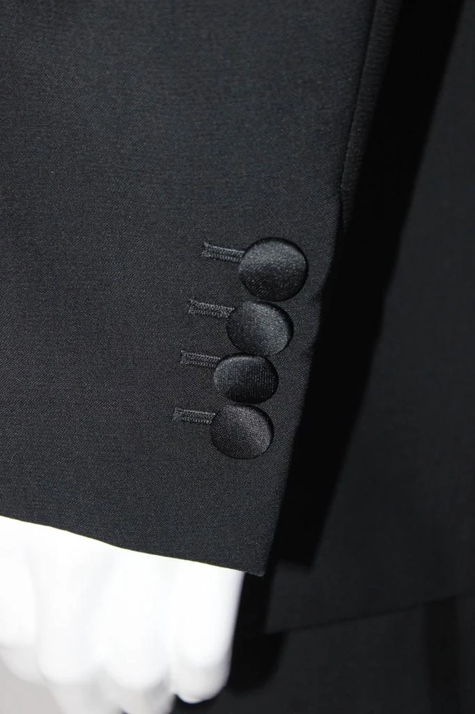 商品[二手商品] Trussini|Mens Single Button Satin Trim Pleated Tuxedo Suit Black Wool,价格¥595,第5张图片详细描述