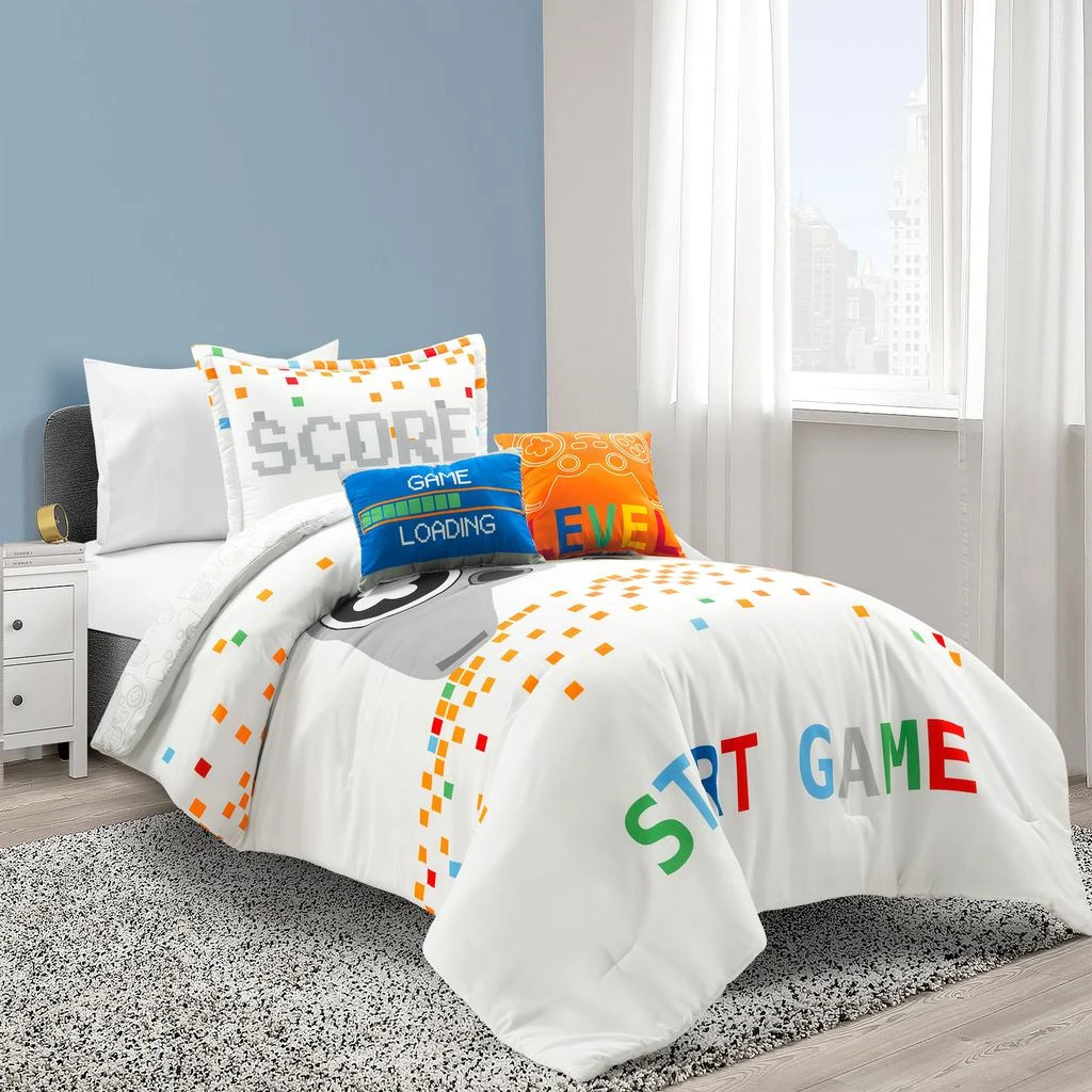 商品Lush Decor|Video Games Reversible Oversized Comforter White 4Pc Set Twin,价格¥1398,第1张图片