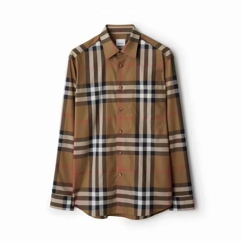 商品Burberry|【现货】博柏利男士米色全棉格纹单排扣长袖衬衫 80929171,价格¥1755,第1张图片