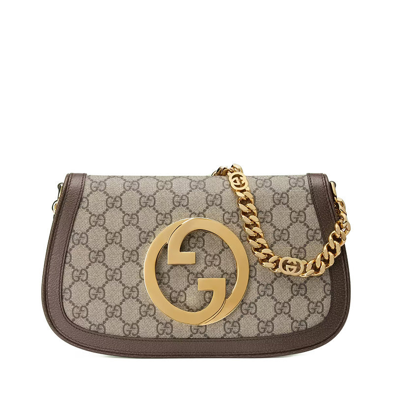 商品Gucci|【包税】GUCCI/古驰 22新款Blondie系列 女士小号棕色老花帆布配皮圆形徽标金扣金链配可拆卸肩带单肩斜跨链条包‎699268K9GSG8358,价格¥18037,第1张图片