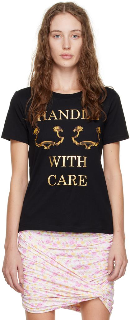 Black 'Handle With Care' T-Shirt商品第1张图片规格展示