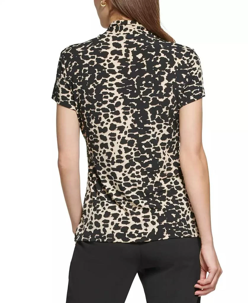 商品DKNY|Petite Animal-Print Draped Surplice Blouse, Created for Macy's,价格¥373,第2张图片详细描述