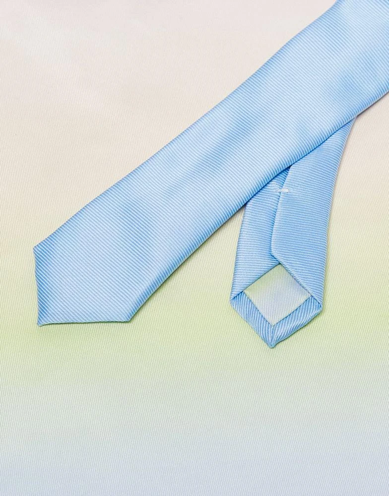 商品ASOS|ASOS DESIGN skinny tie in blue with ombre rainbow pocket square,价格¥85,第4张图片详细描述