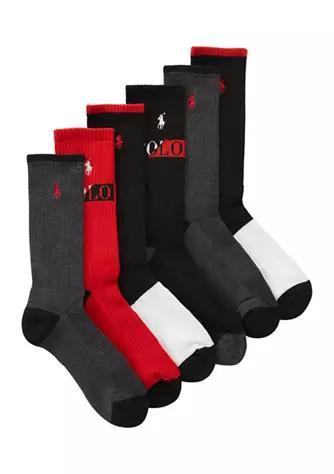 商品Ralph Lauren|Split Logo Crew Socks - 6 Pack,价格¥177,第1张图片